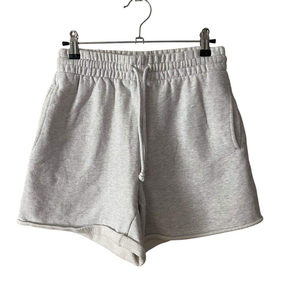 Aritzia Tna XS Cozy Fleece Boyfriend Shorts Light Gray High Rise Lounge
